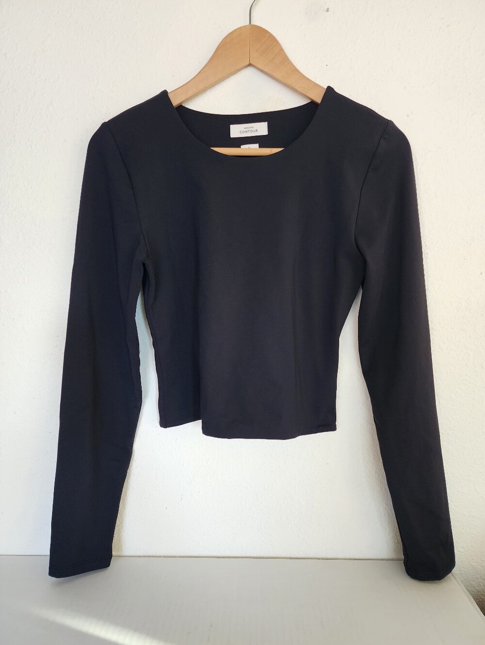 Babaton Contour Long Sleeve Top Size L Black Stretch Fitted